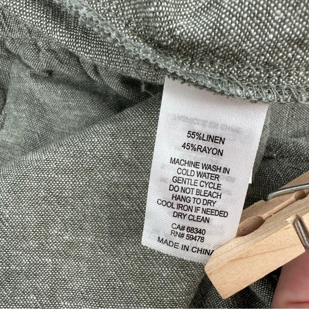 Rachel Zoe Pants Womens S Green Linen Blend Pull On Drawstring Elastic Pockets